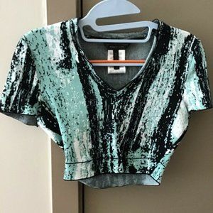 BCBG Max Azria Mint Abia Jacquard Cropped Top XS
